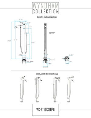 Taron Modern-Style Bathroom Tub Filler Faucet (Floor-mounted) in Brushed Nickel