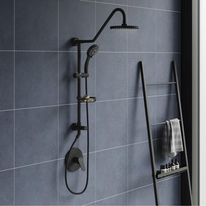 PULSE ShowerSpas 1011-lll-MB Kauai III Shower System, with 8" Rain Showerhead, 5-Function Hand Shower, Adjustable Slide Bar and Soap Dish, Matte Black Finish