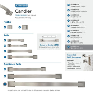 Amerock Appliance Pull Satin Nickel 18 inch (457 mm) Center to Center Candler 1 Pack Drawer Pull Drawer Handle Cabinet Hardware