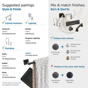 Amerock BH36072ORB Oil Rubbed Bronze Towel Ring 7-1/16 in (179 mm) Length Towel Holder Appoint Hand Towel Holder for Bathroom Wall Small Kitchen Towel Holder Bath Accessories