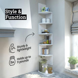 Greenco Corner Shelf, 5 Tier Shelves for Wall Storage, Easy-to-Assemble Floating Wall Mount Shelves for Offices, Bedrooms, Bathrooms, Kitchens, Living Rooms and Dorm Rooms, Espresso Finish