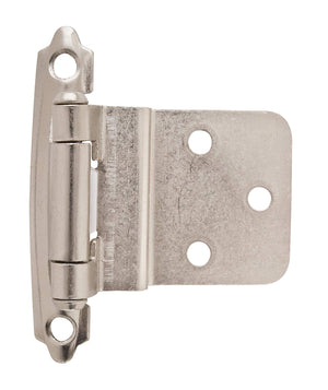 Amerock Cabinet Hinge 3/8 inch (10 mm) Inset Hinge Satin Nickel 2 Pack Self-Closing Hinge Face Mount Hinge Cabinet Door Hinge