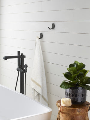 Amerock H37008MB Benton Double Prong Decorative Wall Hook Matte Black Hook for Coats, Hats, Backpacks, Bags Hooks for Bathroom, Bedroom, Closet, Entryway, Laundry Room, Office