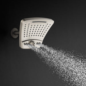 PULSE ShowerSpas 2056-BN PowerShot Air-Infused Curved 3-Pattern Showerhead, 8", Brushed Nickel Finish