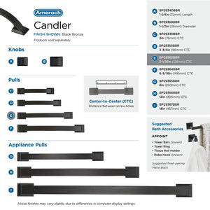 Amerock Cabinet Pull Black Bronze 5-1/16 inch (128 mm) Center to Center Candler 1 Pack Drawer Pull Drawer Handle Cabinet Hardware