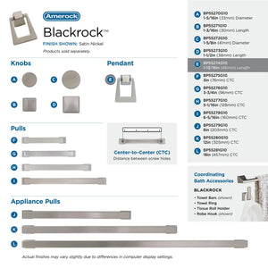 Amerock Cabinet Pendant Satin Nickel 1-13/16 inch (46 mm) Length Blackrock 1 Pack Cabinet Knob Drawer Knob Cabinet Hardware