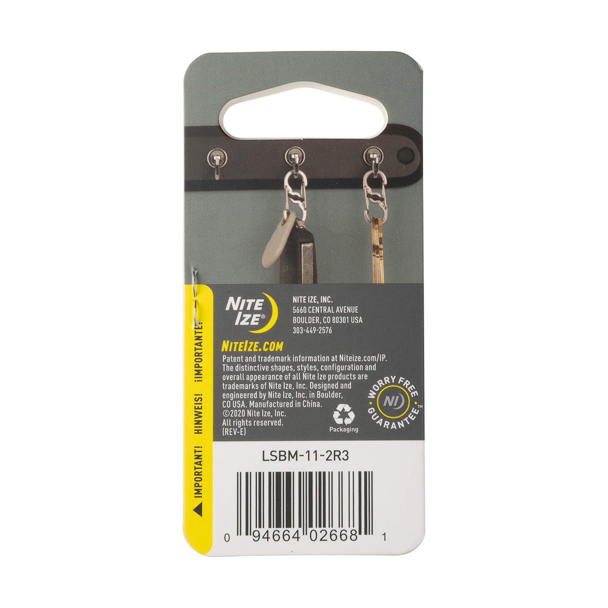 Nite Ize S-Biner MicroLock Aluminum, Locking Keychain Carabiner, 5 Pack, Assorted Colors