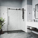 VIGO 46"W x 76"H Elan E-Class Frameless Sliding Rectangle Shower Enclosure with Clear Tempered Glass, Reversible Door Handle and Stainless Steel Hardware in Matte Black-VG6053MBCL48