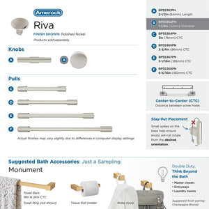 Amerock Cabinet Knob Polished Nickel 1-1/4 inch (32 mm) Diameter Riva 1 Pack Drawer Knob Cabinet Hardware