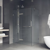 VIGO 30 in. x 46 in. x 73 in. Monteray Frameless Hinged Rectangle Shower Enclosure with Clear 0.38" Tempered Glass and Hardware in Brushed Nickel Finish with Reversible Handle - VG6011BNCL48