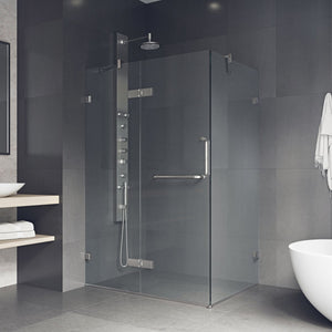 VIGO 30 in. x 46 in. x 73 in. Monteray Frameless Hinged Rectangle Shower Enclosure with Clear 0.38" Tempered Glass and Hardware in Brushed Nickel Finish with Reversible Handle - VG6011BNCL48