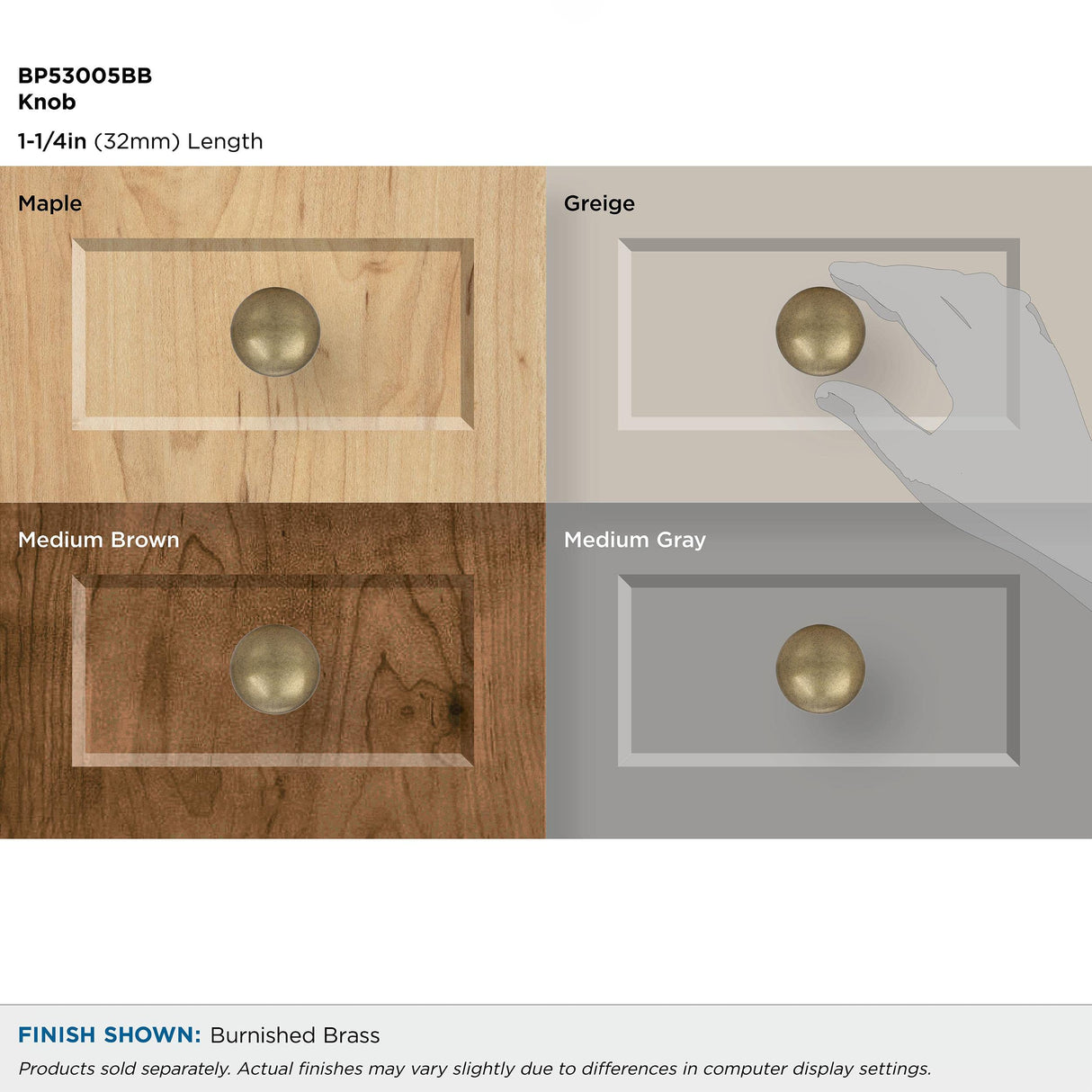 Amerock Cabinet Knob Burnished Brass 1-1/4 inch (32 mm) Diameter Edona 1 Pack Drawer Knob Cabinet Hardware