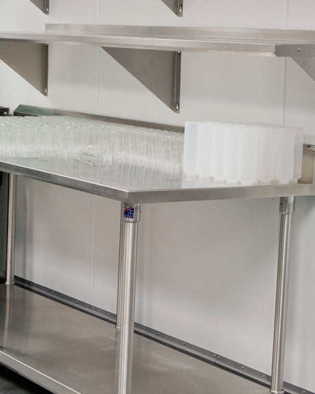 John Boos ST6R5-2448GSK 16 Gauge Stainless Steel Work Table with 5" Rear Riser, Galvanized Base and Shelf, 48" x 24"