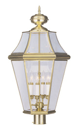 Livex Lighting 2368-02 Georgetown 4-Light Outdoor Post Head, Polished Brass
