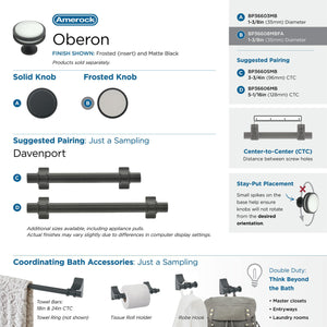 Amerock Cabinet Knob Matte Black/Frosted 1-3/8 inch (35 mm) Diameter Oberon 1 Pack Drawer Knob Cabinet Hardware