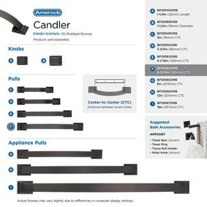 Amerock Cabinet Pull Oil Rubbed Bronze 6-5/16 inch (160 mm) Center to Center Candler 1 Pack Drawer Pull Drawer Handle Cabinet Hardware