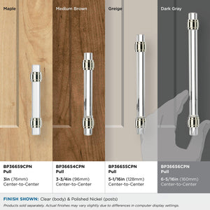 Amerock Cabinet Pull Clear/Polished Nickel 6-5/16 inch (160 mm) Center to Center Glacio 1 Pack Drawer Pull Drawer Handle Cabinet Hardware