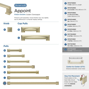 Amerock BP37362BBZ Golden Champagne Cabinet Pull 12-5/8 in (320 mm) Center-to-Center Cabinet Handle Appoint Drawer Pull Kitchen Cabinet Handle Furniture Hardware
