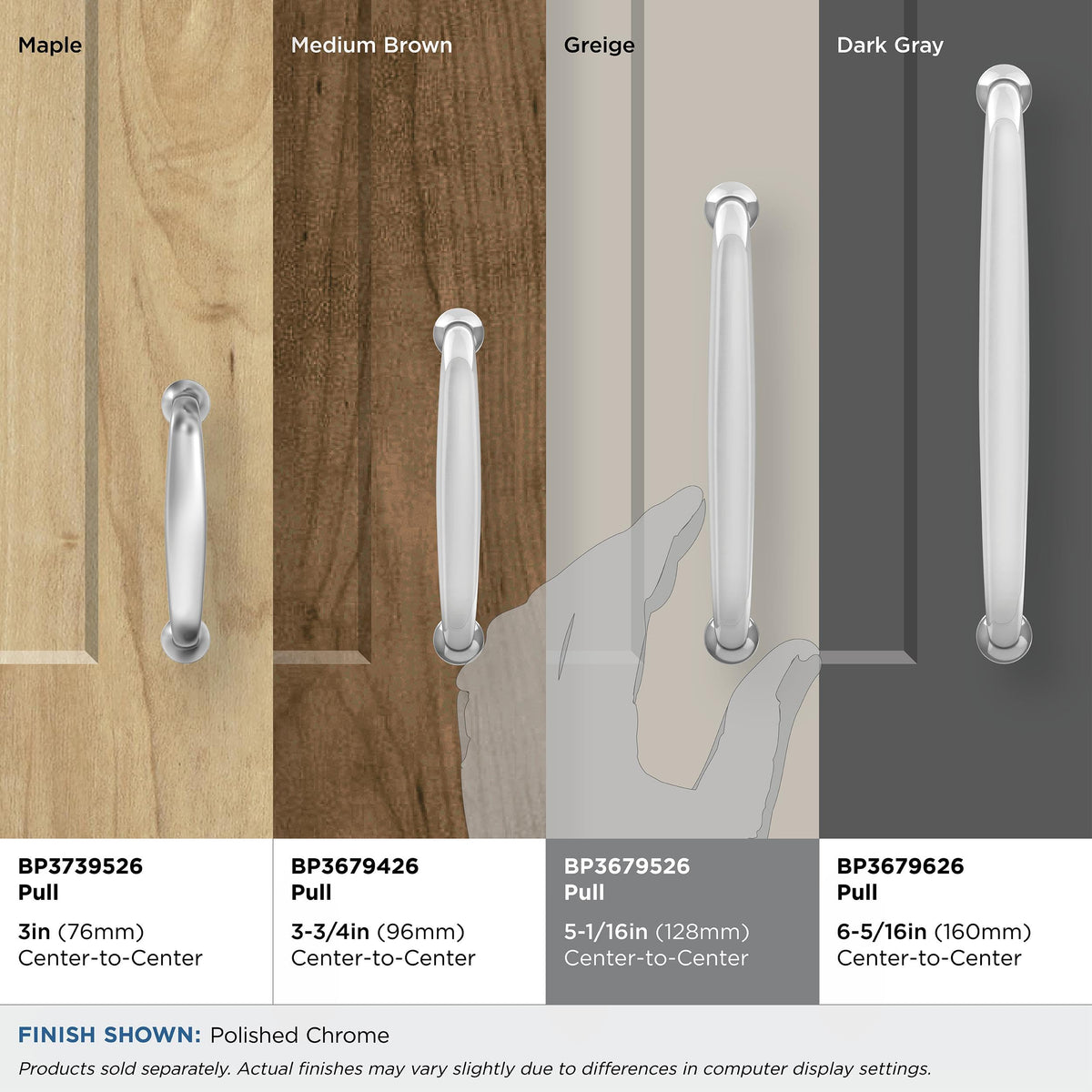 Amerock Cabinet Pull Polished Chrome 5-1/16 inch (128 mm) Center-to-Center Renown 1 Pack Drawer Pull Cabinet Handle Cabinet Hardware