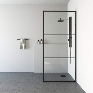 VIGO 34"W x 74"H Divide Framed Fixed Rectangle Shower Screen with Clear Tempered Glass, Door Handle and Stainless Steel Hardware in Matte Black-VG6090MBCL3474