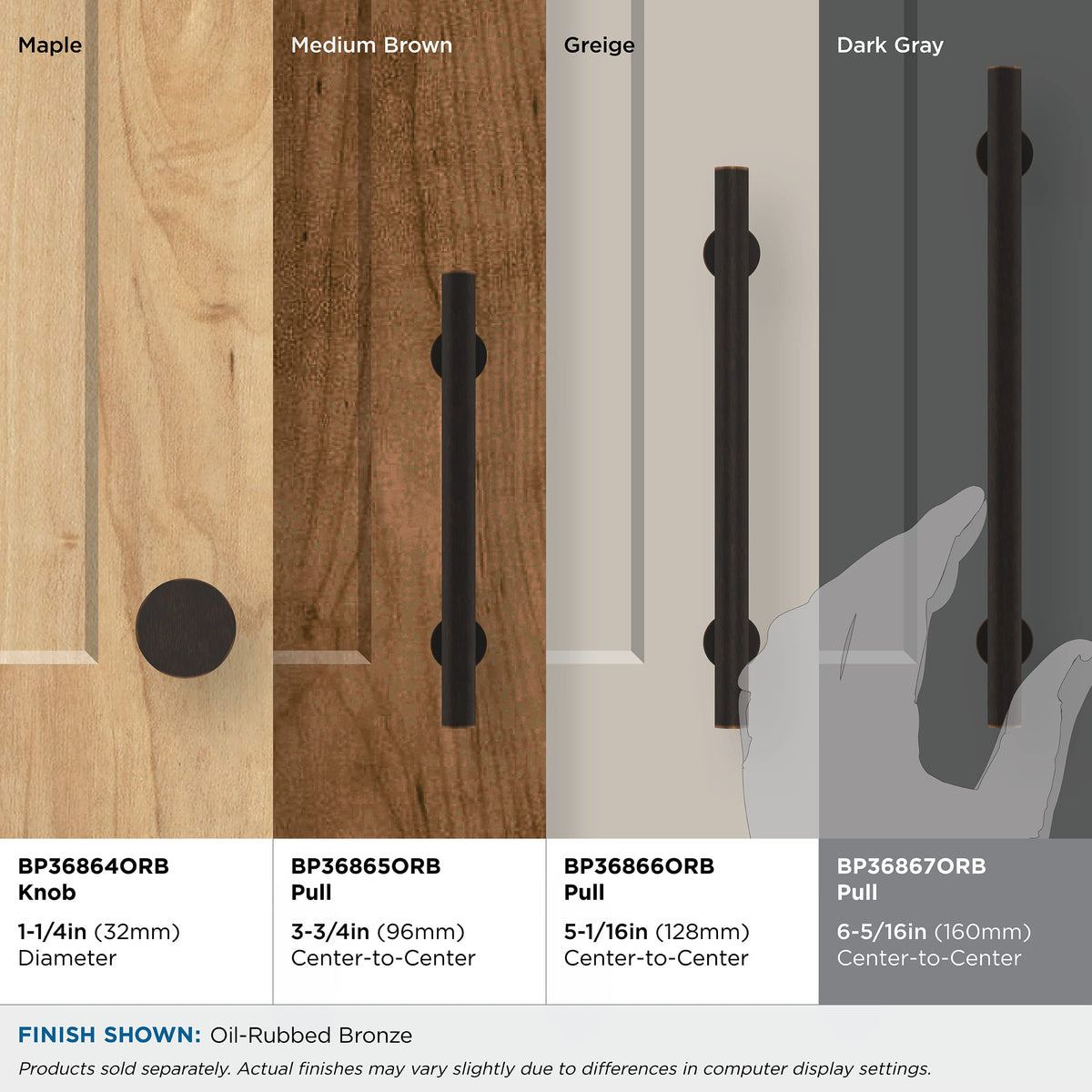 Amerock Cabinet Pull Oil Rubbed Bronze 6-5/16 inch (160 mm) Center-to-Center Radius 1 Pack Drawer Pull Cabinet Handle Cabinet Hardware