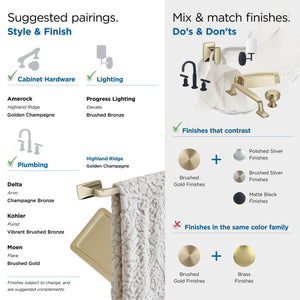 Amerock BH36014BBZ Golden Champagne Towel Bar 24 in (610 mm) Towel Rack Highland Ridge Bathroom Towel Holder Bathroom Hardware Bath Accessories