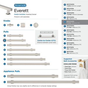 Amerock Corp BP37104PN Everett Pull, 3-3/4 in (96 mm) Center-to-Center, Polished Nickel