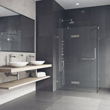 VIGO 30 in. x 46 in. x 73 in. Monteray Frameless Hinged Rectangle Shower Enclosure with Clear 0.38" Tempered Glass and Hardware in Brushed Nickel Finish with Reversible Handle - VG6011BNCL48
