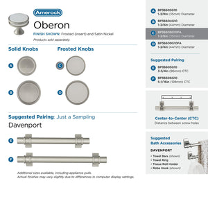 Amerock Cabinet Knob Satin Nickel/Frosted 1-3/8 inch (35 mm) Diameter Oberon 1 Pack Drawer Knob Cabinet Hardware