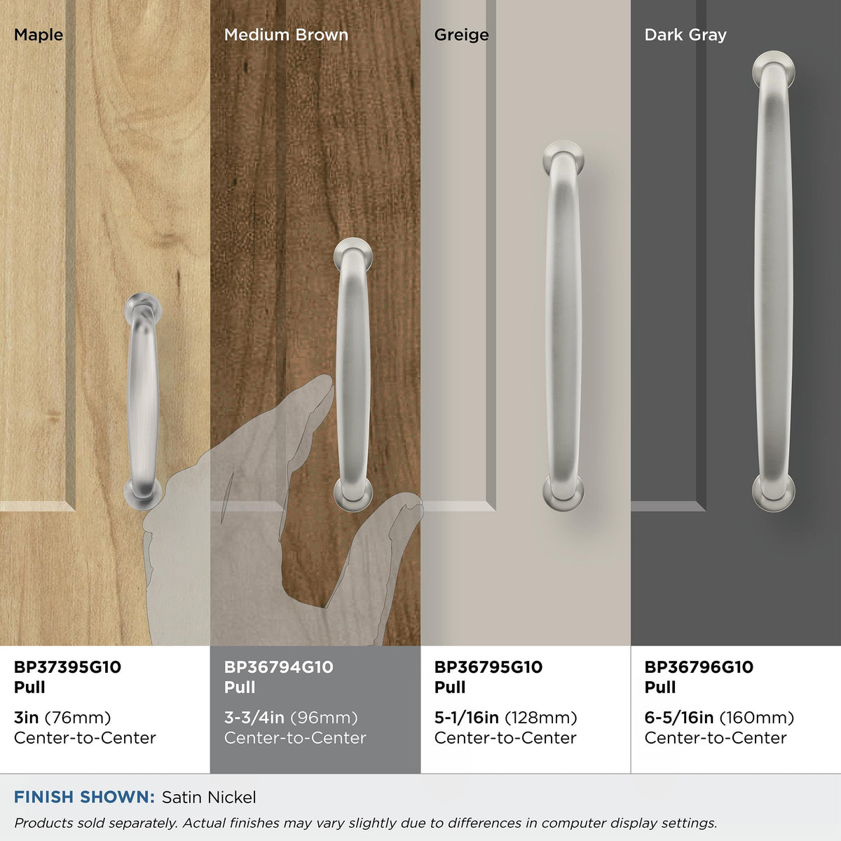 Amerock Cabinet Pull Satin Nickel 3-3/4 inch (96 mm) Center-to-Center Renown 1 Pack Drawer Pull Cabinet Handle Cabinet Hardware
