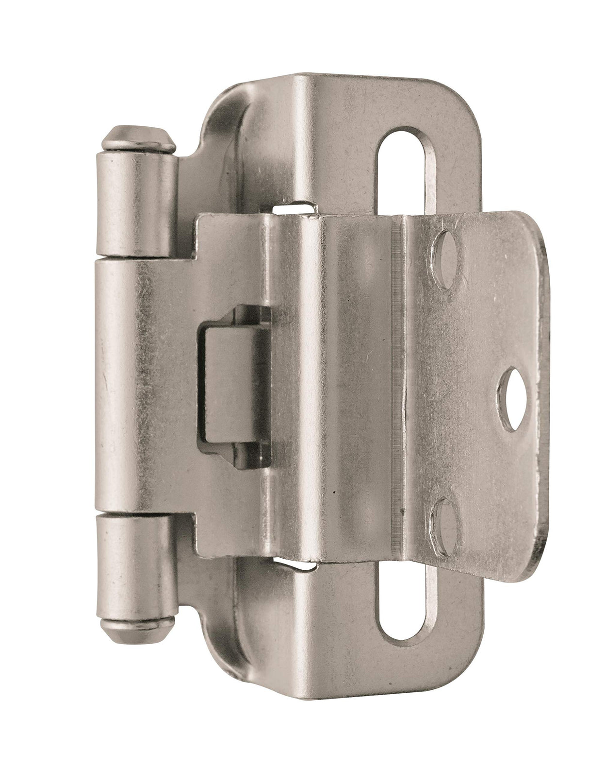 Amerock Cabinet Hinge 3/8 inch (10 mm) Inset Hinge Satin Nickel 2 Pack Self-Closing Hinge Partial Wrap Hinge Cabinet Door Hinge