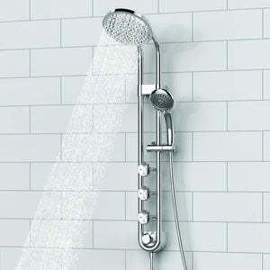 PULSE ShowerSpas 1058-CH Saturn Shower System with 8" Rain Showerhead, 3 Body Sprays, 5 Function Hand Shower, Polished Chrome
