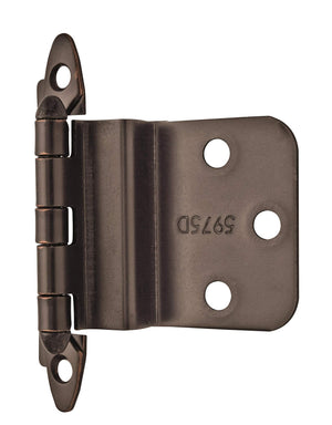Amerock Cabinet Hinge 3/8 inch (10 mm) Inset Hinge Oil Rubbed Bronze 2 Pack Non Self-Closing Hinge Face Mount Hinge Cabinet Door Hinge