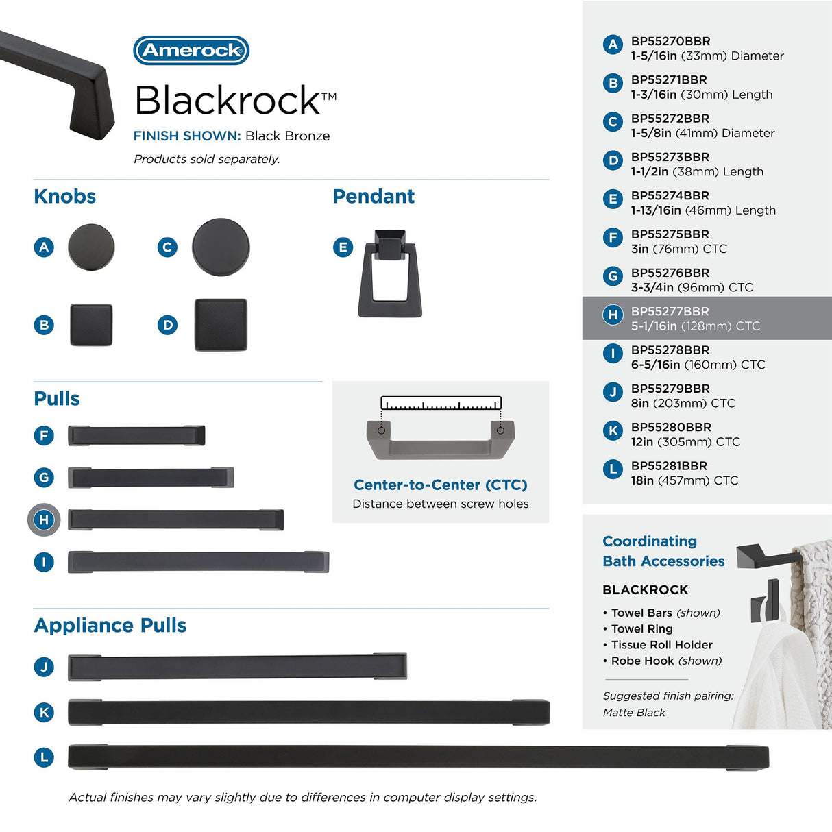 Amerock Cabinet Pull Black Bronze 5-1/16 inch (128 mm) Center to Center Blackrock 1 Pack Drawer Pull Drawer Handle Cabinet Hardware