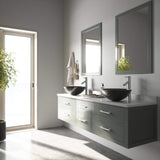 VIGO Gray Onyx Glass Vessel Bathroom Sink Set With Dior Vessel Faucet In Brushed Nickel