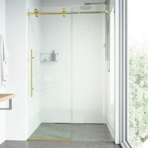 VIGO Adjustable 64-68" W x 76" H Elan E-Class Frameless Sliding Rectangle Shower Door with Clear Tempered Glass, Reversible Door Handle and Stainless Steel Hardware in Chrome-VG6021CHCL6876