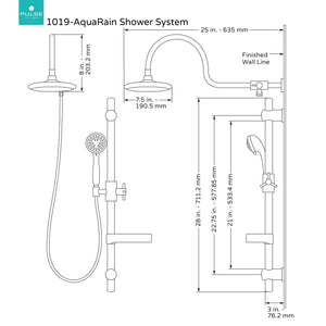 PULSE ShowerSpas 1019-CH Aqua Rain Shower System with 8" Rain Showerhead, 5-Function Hand Shower, Adjustable Slide Bar and Soap Dish, Polished Chrome Finish
