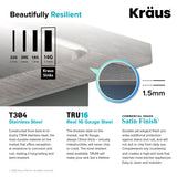 Kraus Standard PRO 33-inch 16 Gauge Undermount 50/50 Double Bowl Stainless Steel Kitchen Sink, KHU102-33