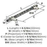 Amerock BP36650MBKG10 Carrione Cabinet Pull, 6-5/16 in (160 mm) Center-to-Center, Marble Black/Satin Nickel