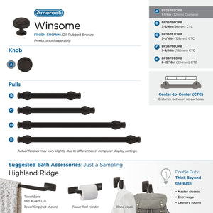Amerock Cabinet Knob Oil Rubbed Bronze 1-1/4 inch (32 mm) Diameter Winsome 1 Pack Drawer Knob Cabinet Hardware
