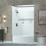 New England Home Goods 60” x 32” Four-Piece Direct-to-Stud Alcove Tub Surround with Left-Drain Hole Soaking Bathtub Combo in White