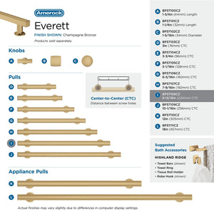 Amerock Corp BP37108CZ Everett Pull, 8-13/16 in (224 mm) Center-to-Center, Champagne Bronze