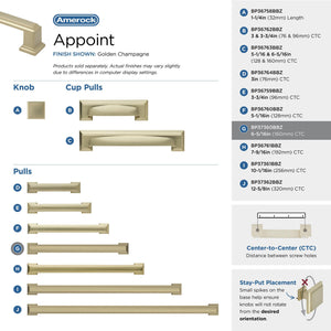 Amerock BP37360BBZ Golden Champagne Cabinet Pull 6-5/16 in (160 mm) Center-to-Center Cabinet Handle Appoint Drawer Pull Kitchen Cabinet Handle Furniture Hardware
