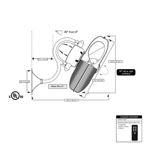 Matthews Fan LL-BK Laura 90° oscillating 3-speed wall fan in matte black  finish.