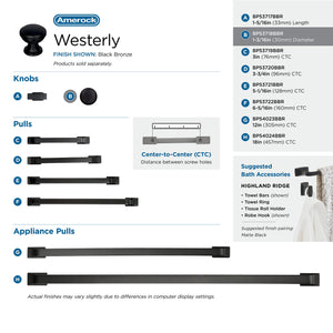 Amerock Cabinet Knob Black Bronze 1-3/16 inch (30 mm) Diameter Westerly 1 Pack Drawer Knob Cabinet Hardware