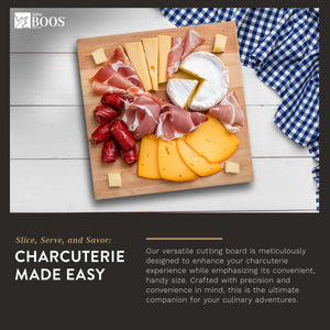 John Boos B12S Small Maple Cutting Board for Kitchen Prep 12 x Inches, 1.5 Inches Thick Edge Grain Square Charcuterie Block with Wooden Bun Feet 12X12X1.5 MPL-EDGE GR-MPL BUN FT