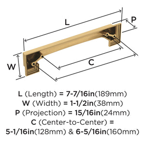 Amerock Cabinet Cup Pull Champagne Bronze 5-1/16 inch & 6-5/16 inch (128 mm & 160 mm) Center-to-Center Appoint 1 Pack Drawer Pull Cabinet Handle Cabinet Hardware