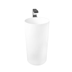 DAX Solid Surface Round Pedestal Freestanding Bathroom Basin, Matte White DAX-AB-1381