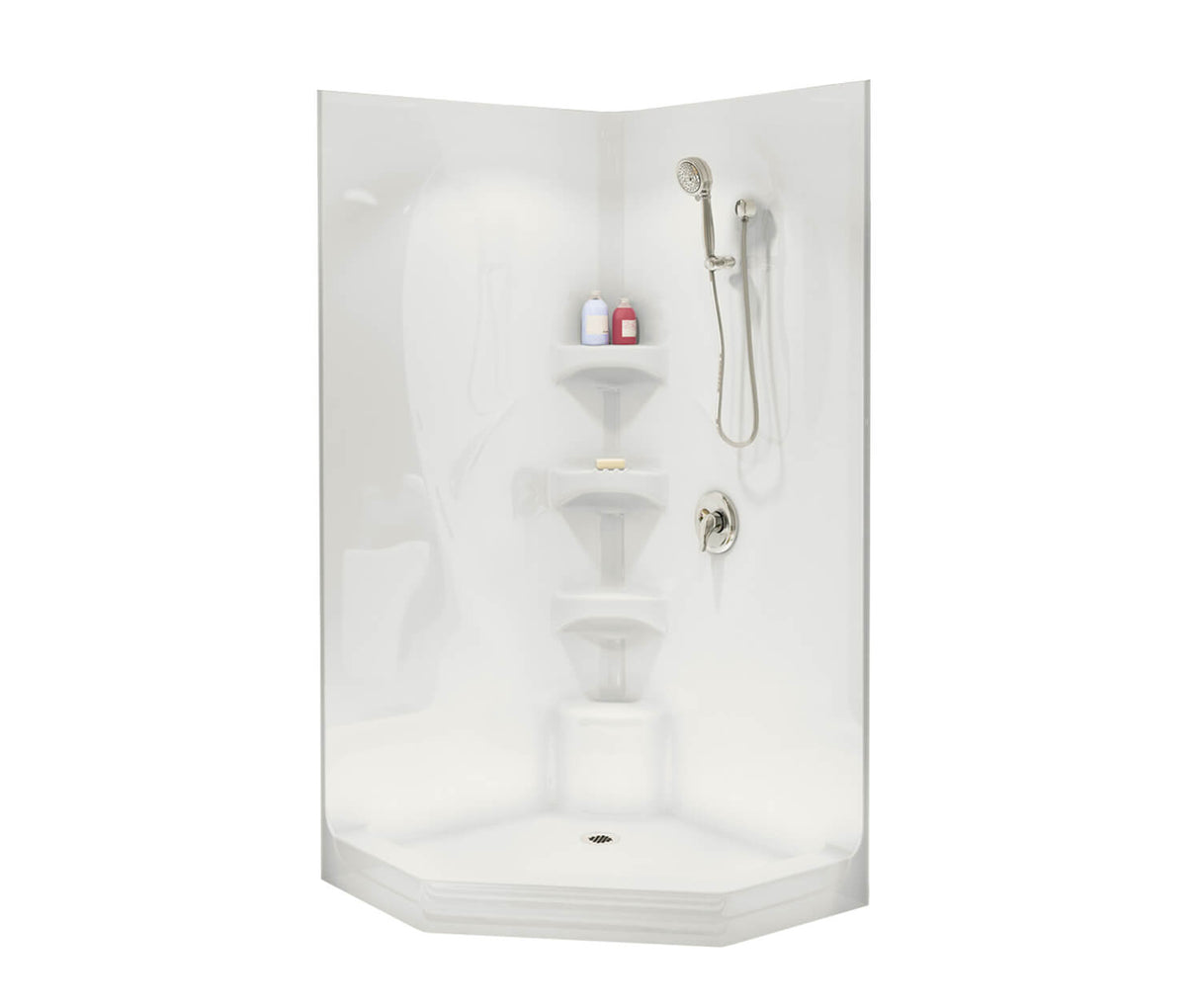MAAX 102500-000-001-000 Equinox II 40 x 40 Acrylic Corner Center Drain One-Piece Shower in White