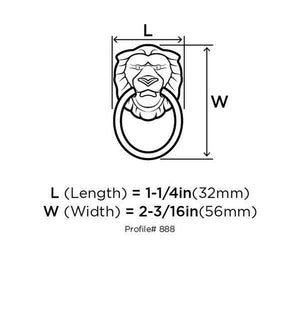 Amerock Traditional Classics Lion Head Ring Pulls - Antiqued Brass